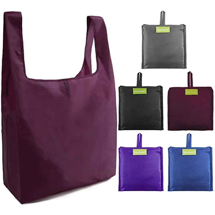 

5 Colors Grey Black Burgundy Purple Blue Washable Folding Shopping Bag Reusable Grocery Shopping Tote Bags Small Pouch Wholesale, White,black,gray,pink, etc.