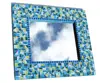 Hand Crafted Large Rectangular Mosaic Mirror by Green blue white yellow