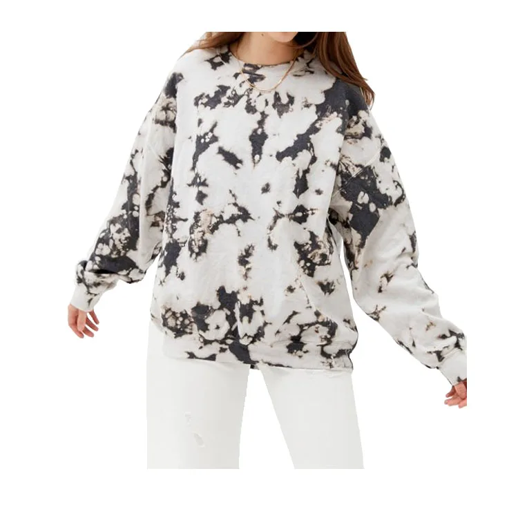 Latest Women Hot Sell Jersey Fleece Tie Dye Crew Neck Oversized