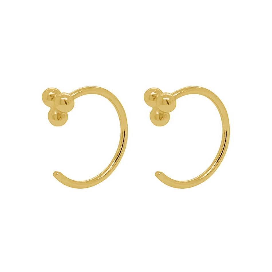 

wholesale new arrival 925 sterling silver earrings 18k gold plated gold earrings three circle balls earrings cuff