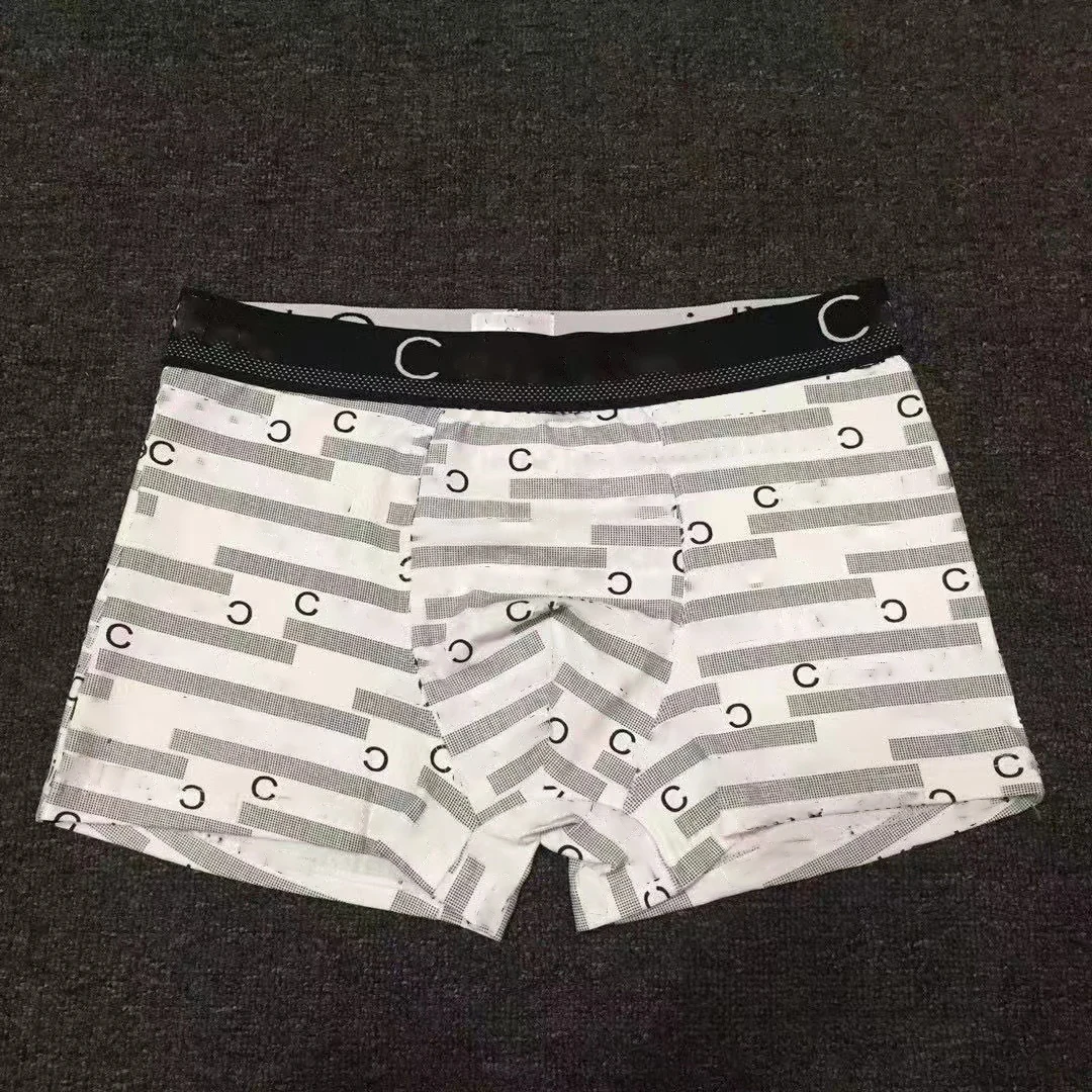 

Stripe Full Letter Print Men Underwear Breathable Waistband Boxer Shorts