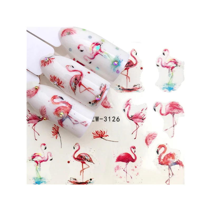

Popular 1pcs flamingo unicorn series water transfer sticker, Photo