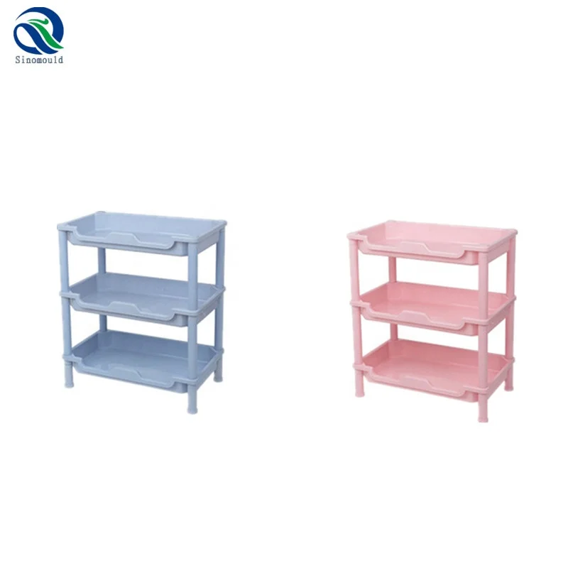 

High quality low price durable bathroom plastic storage rack shelf, Customized