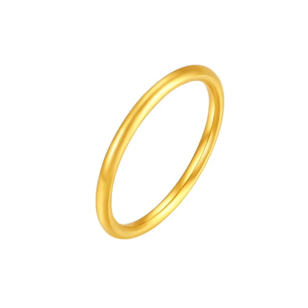 

Certified Gold Ring Female 999 Pure Gold Sansheng III Couple Plain Circle Tail Ring 3D Hard Gold Jewelry