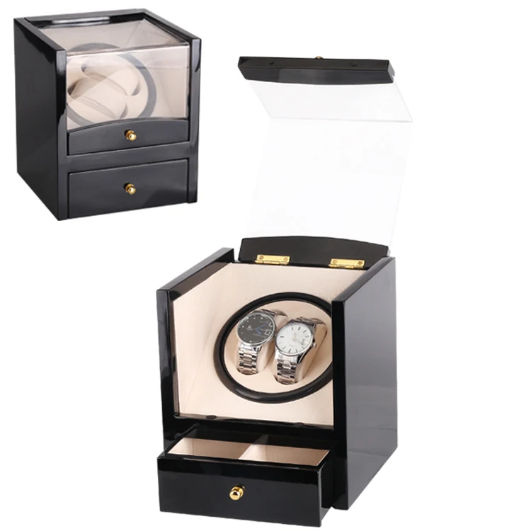 

Watch Winder Box 2 Slots Automatic Rotation Table Box and package Display Case