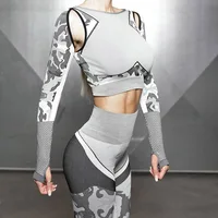 

Newest Camo Seamless Yoga Design Long Sleeve Workout Tops Fitness Running Sport T-Shirts Training Sportswear Women Gym Yoga