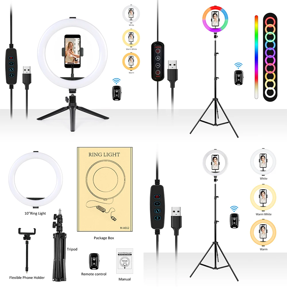 

LED Photographic Lighting 10 inch RGB Ring Fill Light with Tripod Stand for YouTube
