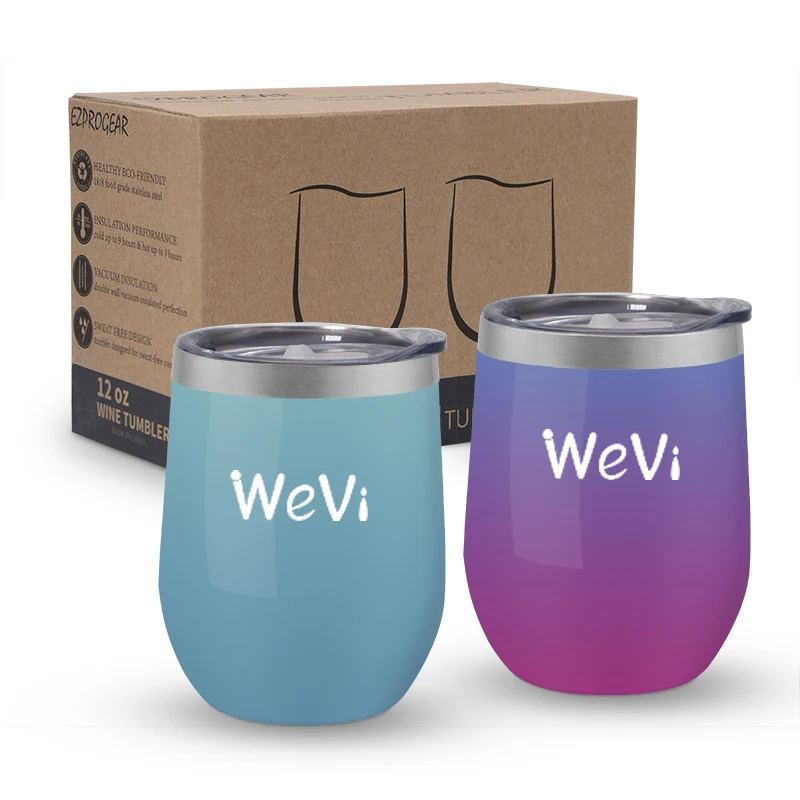 

WeVi 12oz Double Walled Stainless Steel Insulated Thermal Personalized Wine Tumbler With BPA Free Lid, Customized color