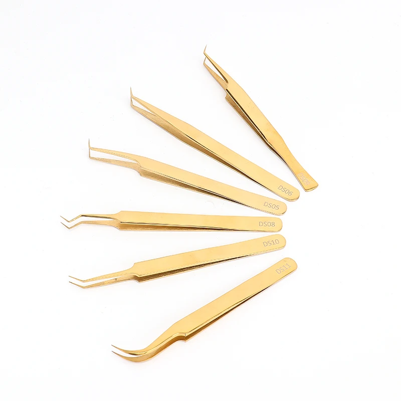 

Tools Custom Logo Wholesale Volume Extension tweezer eyelash kit, Gold