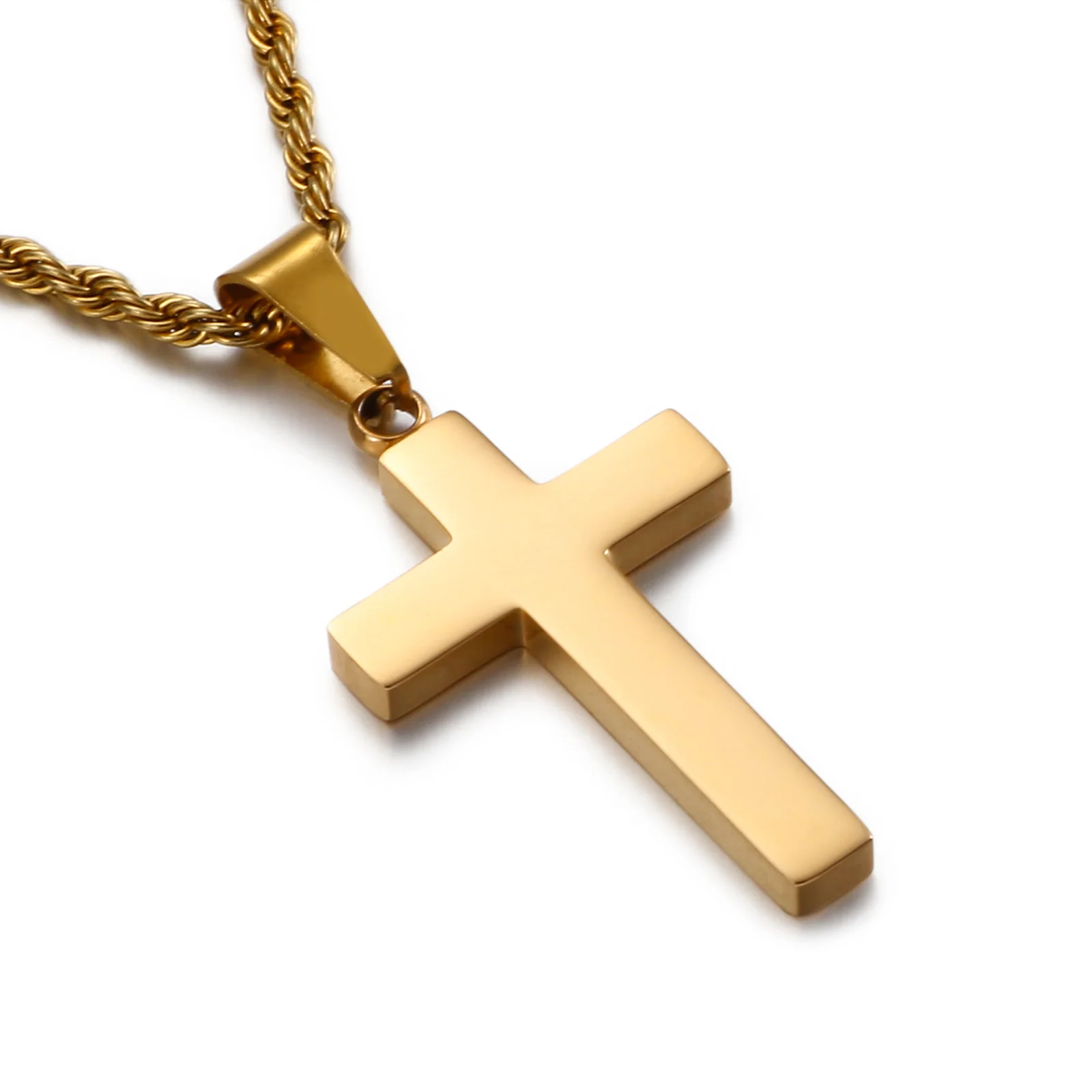 

KALEN simple smooth surface stainless steel cross men's pendant