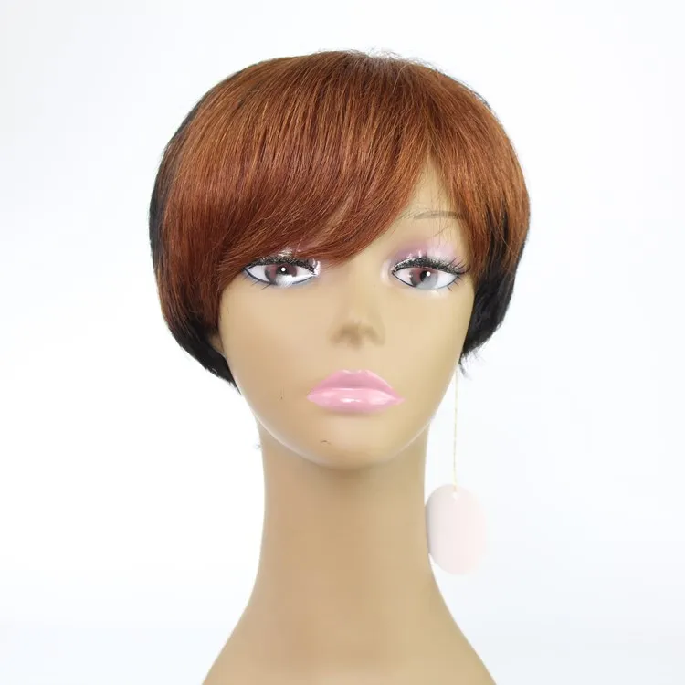 

Wholesale Cheap Human Hair Wigs Short and Straight Hair Two Tone Color Virgin Human Hair Lace Wig for Women
