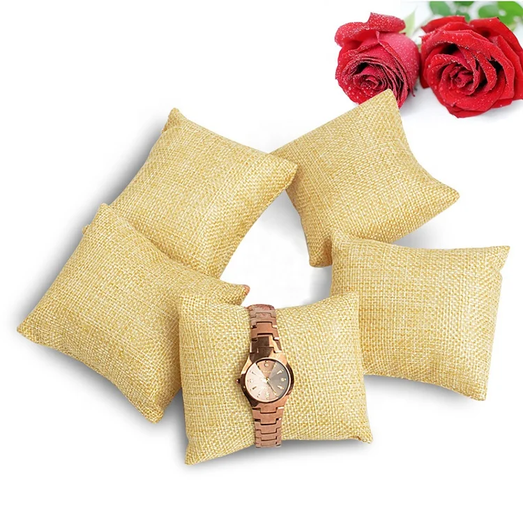 

Black Small Mini Velvet Pillow Cushion Bracelet Watch Jewelry Display Holder Showcase, Black/gray/jute color