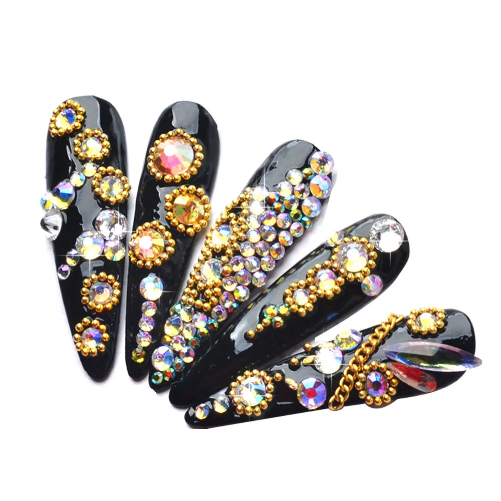 

2021 Latest Design Diy Bling Diamond Stone Neon Crystal Multi-Size 6 Pack Rhinestone Nail Art