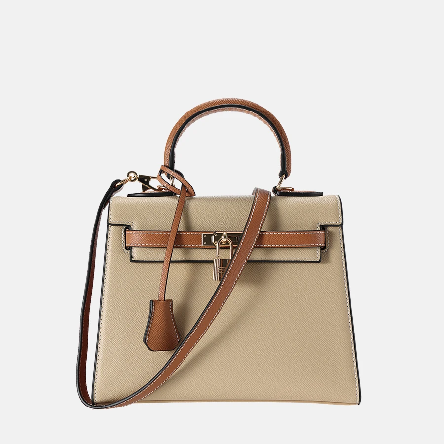 

2021 new lock handbag for women's handbag customization European and American fashion litchi pattern handbags, Black