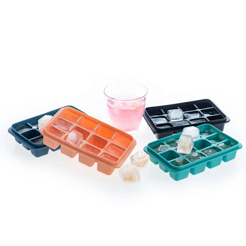 

New design summer useful food grade 12 cavities silicone ice cube tray silicone ice mold, According to pantone color