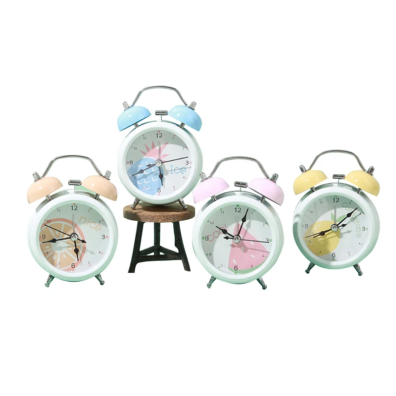 

Home decoration metal double bell fruit series 3 inch alarm clock