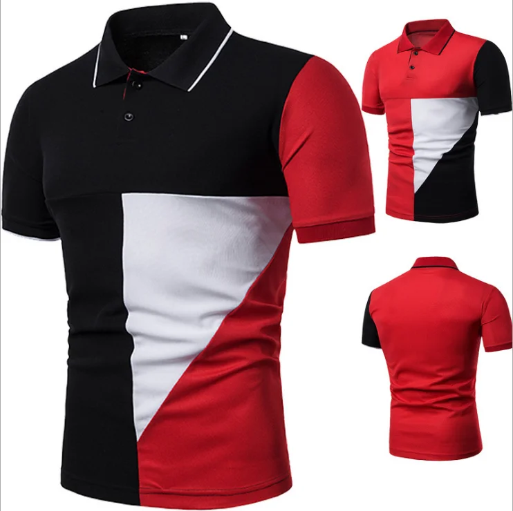 

cheap Polo Shirt Men Short Sleeve Slim Printed Tee Top Fitness Fashion Male Shirts Plus Size Summer Casual Polos