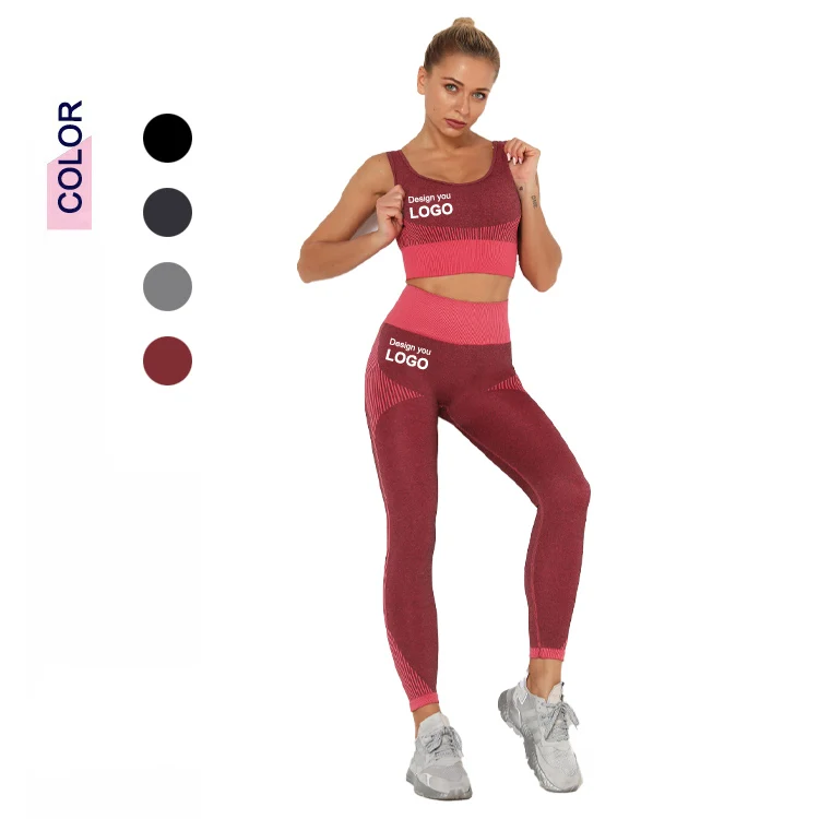 

Wholesale Sport Suit Women Fitness Clothing Sport Wear Yoga Two Piece Set Gym Sportswear Running Leggings Women Casual Suit, Black,dark gray,light gray,red