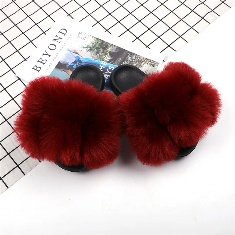 

fur slipper woman flat sandals, Show as pictures