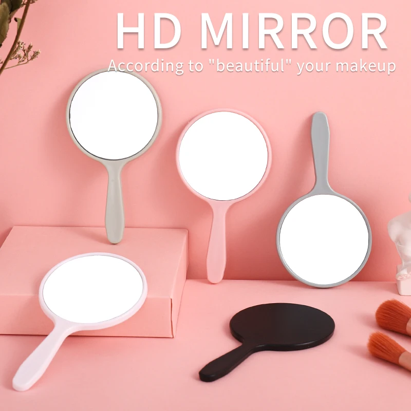 

2022 New Customized logo Mini Cosmetic Handheld Mirror Vintage Custom Small Round Hand Held Make Up Mirror With Handle, Colors