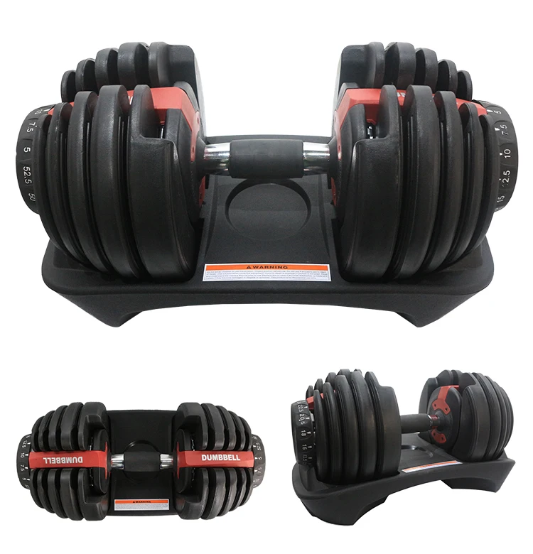 

New Arrival Free Weight Gym Fitness Equipment Auto-change Weight 15kg 20Kg 25Kg 30Kg 40Kg Adjustable Dumbbell Set, Black + red