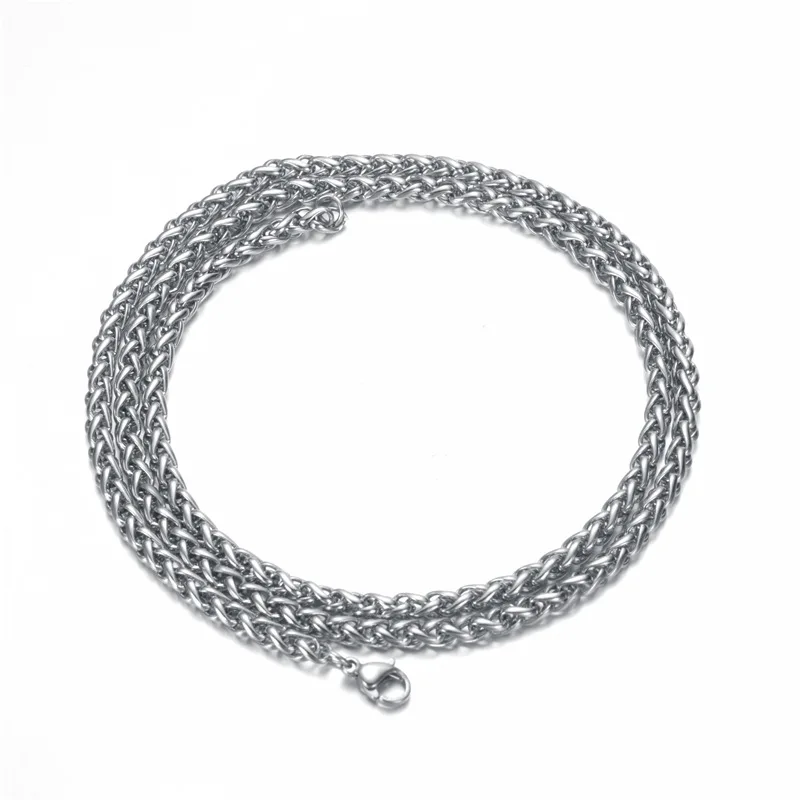 

2020 2.5mm/3mm 60cm Length Stainless Steel 304 Dragon Bone Water Wave Chain Necklace Chain Jewelry, Silver