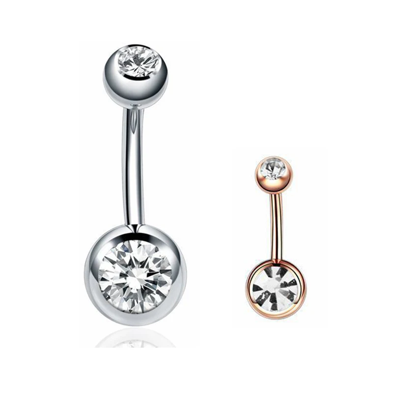 

New Style Fashion Double Drill Belly Rings Surgical Steel Navel Button Piercing Wholesale Unisex Body Jewelry