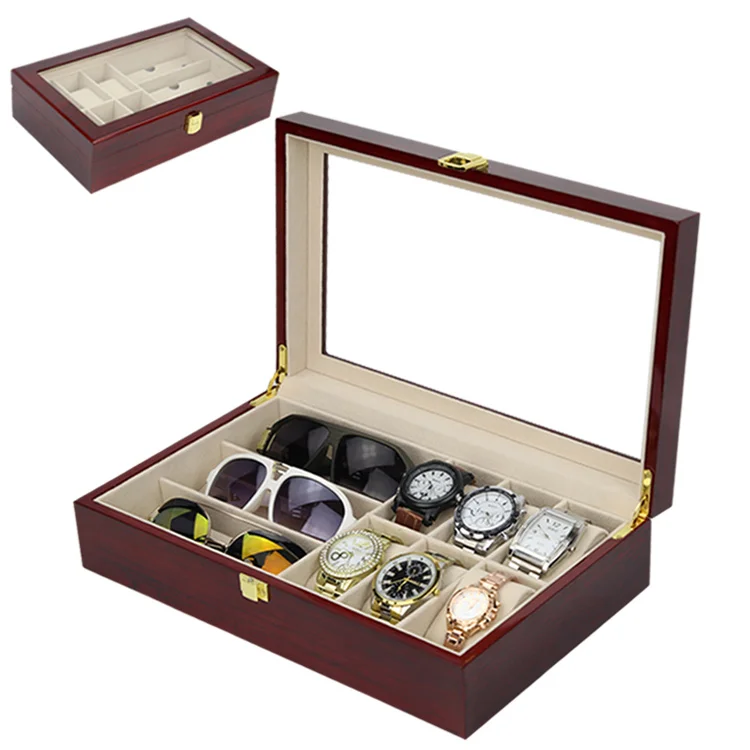 

Luxury Clear Glasses Case Spray Painting Wooden Watch Packaging Storage Box