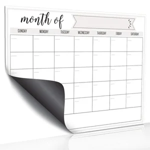 Image of Dry Erase Monthly Calendar Set-Large Magnetic White Board & Grocery List Organizer For Kitchen Refrigerator
