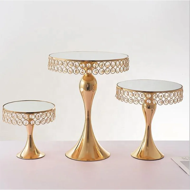 

High Round Crycstal Metal Cake Display Stand, Gold/ silver