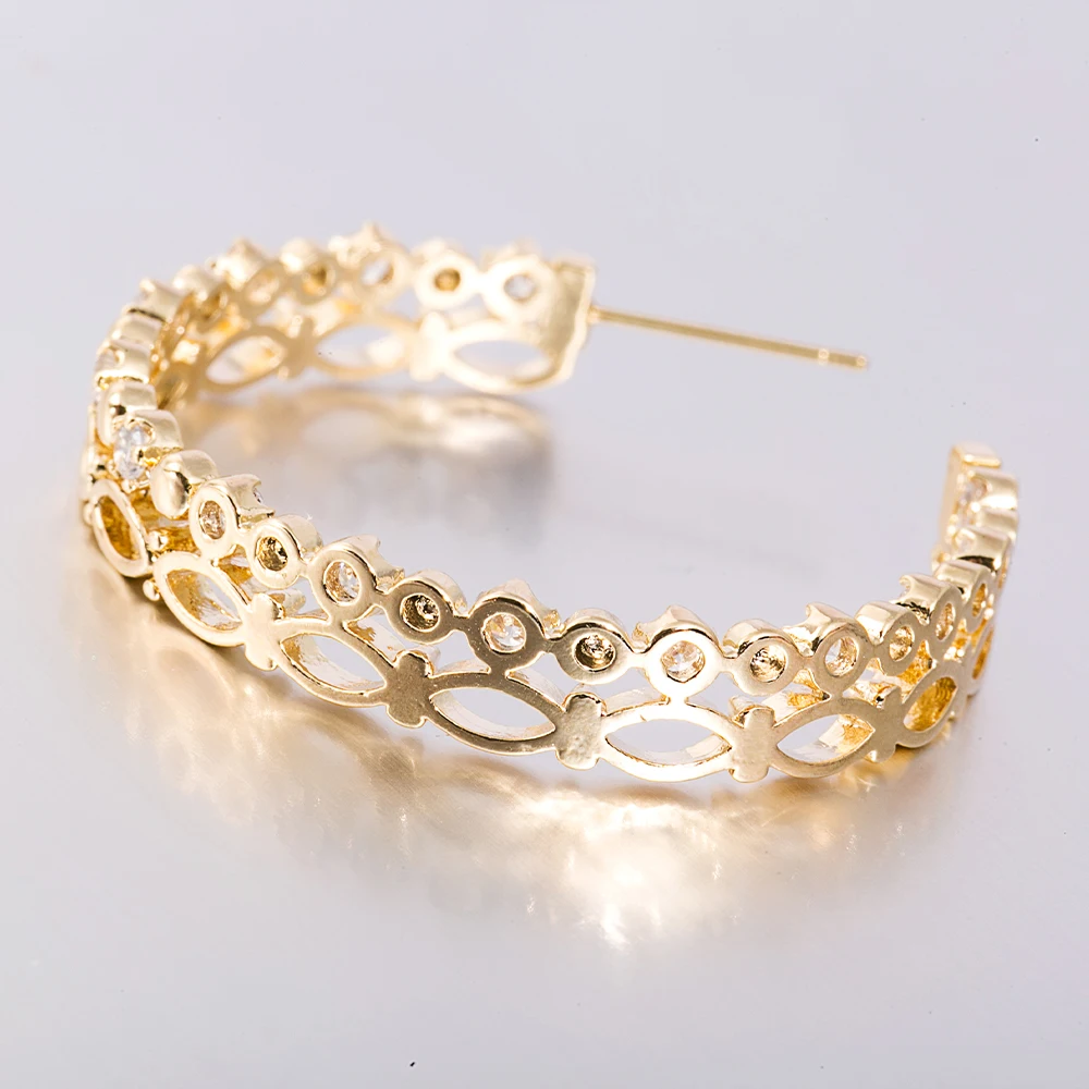 

New Fashion Jewellery Zircon Brass Big Gold Hoop Earrings for Women, Gold&silver