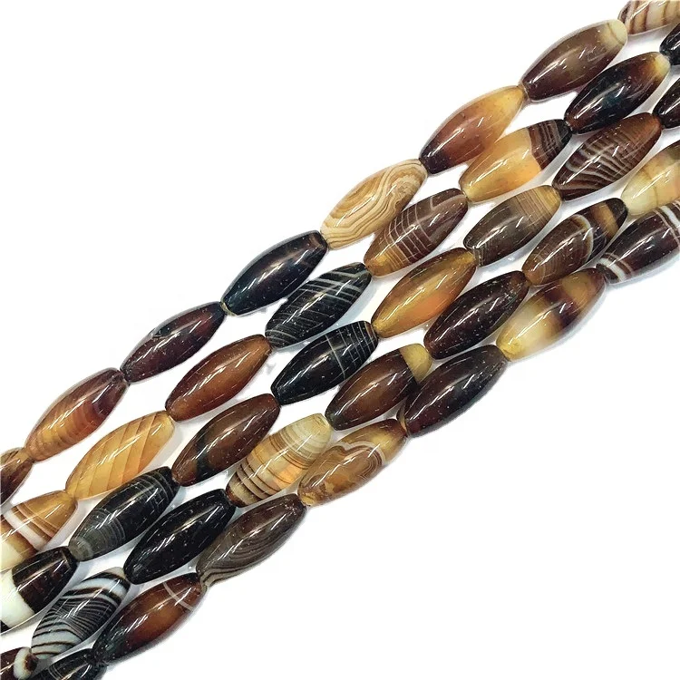 

Hot Sell Jewelry Natural Banded Brown Agate Column Beads Coffee Agate Beads for Sale, 100% natural color