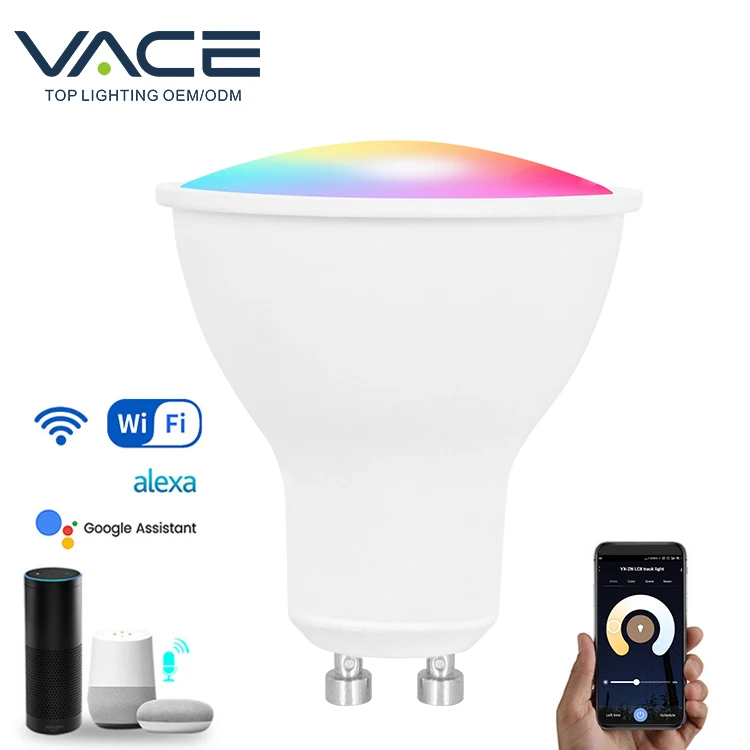 VACE Indoor Commercial Wifi Remote Control GU5.3 GU10 5W RGB Bulb Spotlight Led Lamp