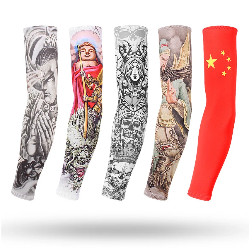 

Arts Fake Temporary Tattoo Arm Sunscreen Sleeves Fashion- Designs Tiger, Crown Heart, Skull, Tribal and Etc, Picture shows