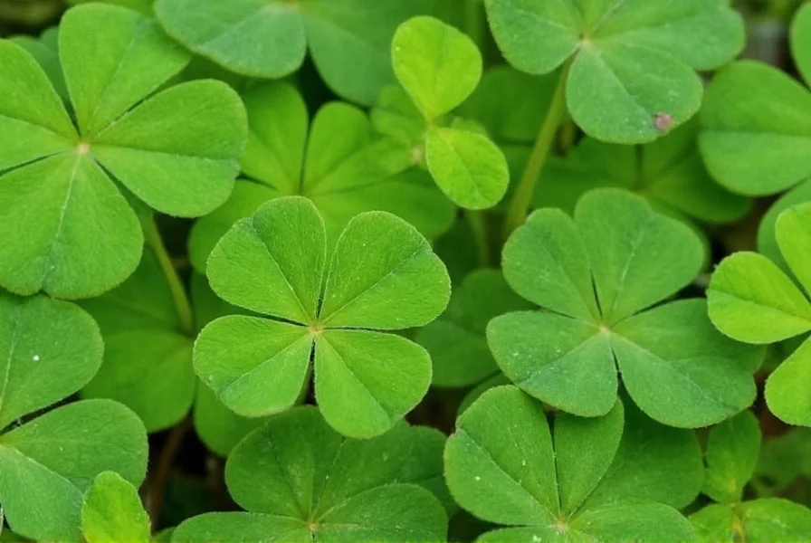 Close-up photograph showing the distinctive three-leaf structure of a white clover plant