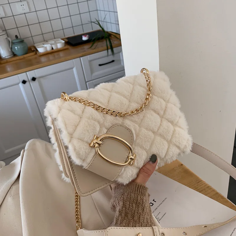 

Sac a main femm 2021 quilted purse mini crossbody bag small fuzzy chainbag bags women handbags ladies