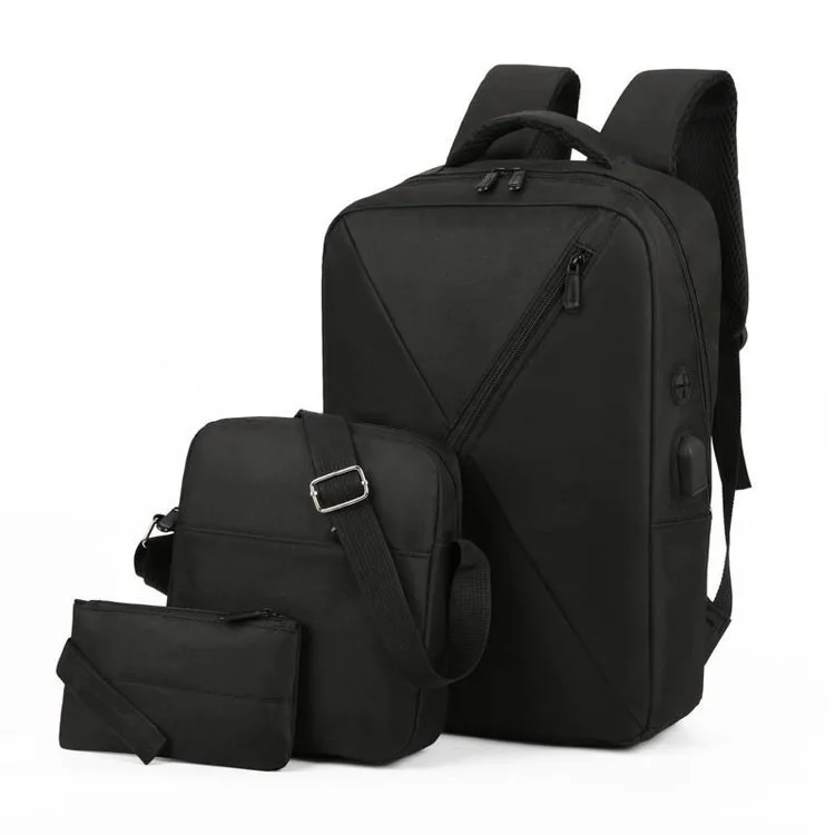 

2022 New Custom logo student school backpack three piece set outdoor men computer backpack with USB