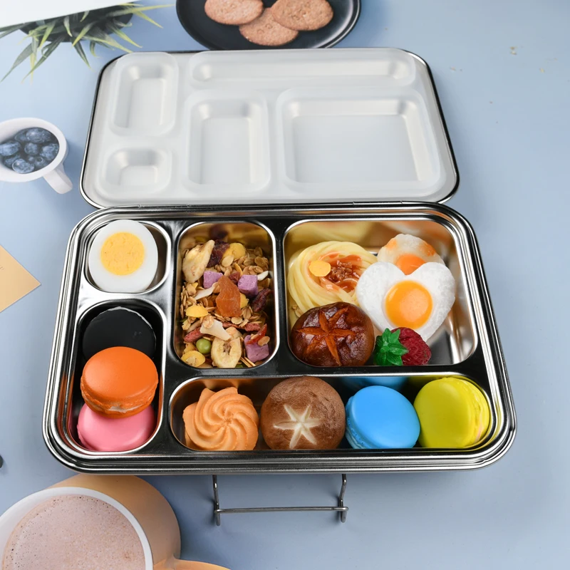 

Kid Microwave safe leak proof remove silicone rubber Stainless steel 304 Bento Lunch Box, Customized pantone color