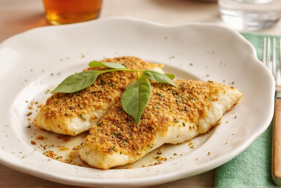 Ancient Herb and Parmesan Crusted Tilapia on a plate