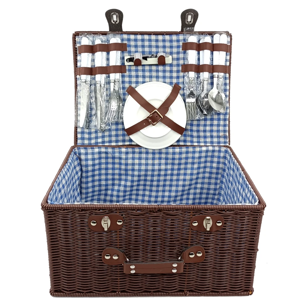 

Wholesale 2/4 person Customized OEM outdoor Camping handmade rattan basket picnic basket