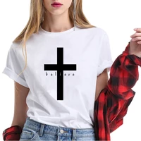 

Christian T Shirt Women Printing Cross Funny Summer Tops Short Sleeve Loose Fit Women Tshirt Faith Clothing Streetwear Brand