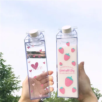 

Customized Logo Acceptable Acrylic Storage Squre Clear Milk Carton Water Bottle, Customized color