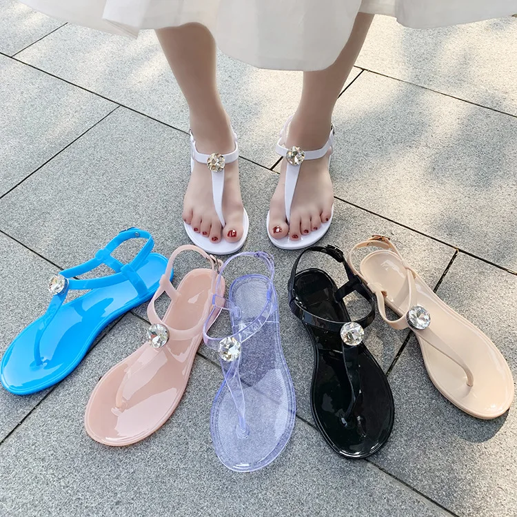 

Flip-flop beach slippers clear jelly sandals diamond flat sandals torybruch sandals jelly torybruch flip flop for women, Picture