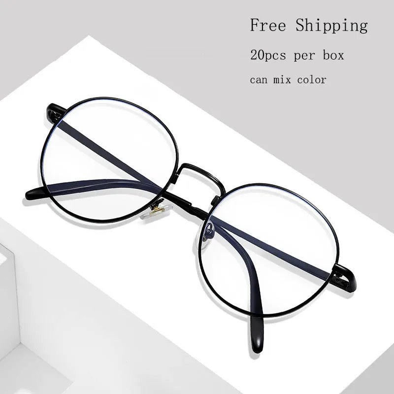 

FREE SHIPPING 20pcs per box Round Frame Metal unisex blue light blocking glasses