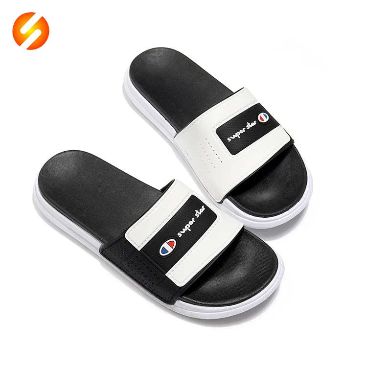 

Stock wholesale price light weight waterproof sport slide sandals men sport slippers, Black and red