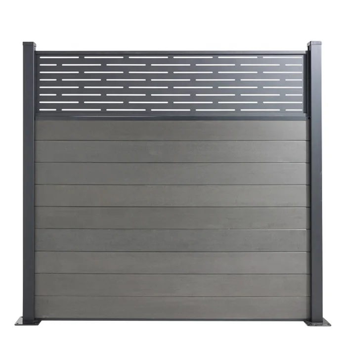 

Aluminum post top and bottom cover frame Wood Plastic Composite Panel fence board privacy Pool Garden Wpc Wind resistance fence