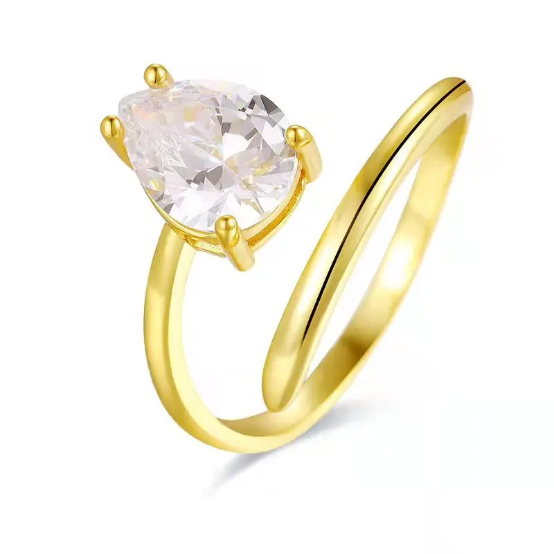 

18k gold vermei large diamond pear rings engagement women jewelry