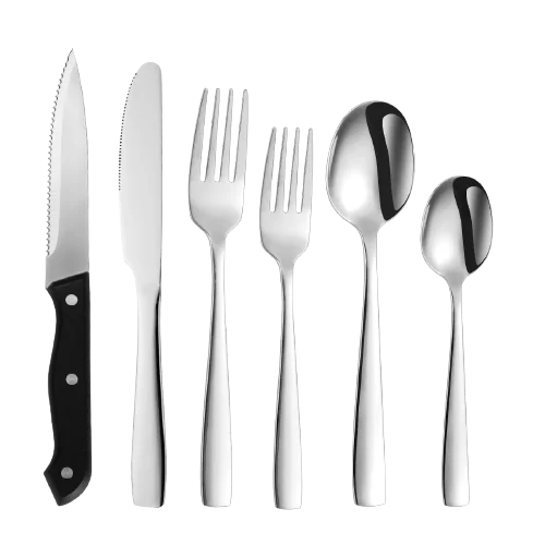 

Custom Mirror Polish Heavy Kitchen Custom Table Knife Spoon Fork Silverware bulk Stainless Steel Cutlery Set Flatware