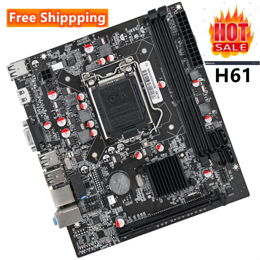 

Factory Free Shipping Motherboard H61 Lga1155 Support i7 i5 i3 Processor CPU LGA 1155 Mainboard H61