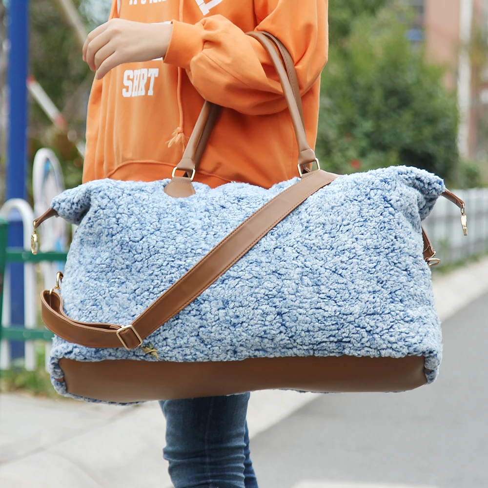 

2021 Hairy Grey style Spring Weekend Bag Fashion Travel Duffle Bag For Women Large Cheetah Tote Shoulder Bag With Shoulder Strap, Picture